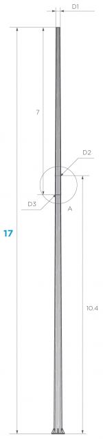 Cột thép đèn pha 14m và 17m chiếu sáng công cộng